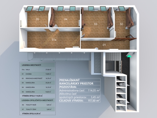 Prenájom, kancelársky priestor Bratislava Staré Mesto, plocha 117,50 m2